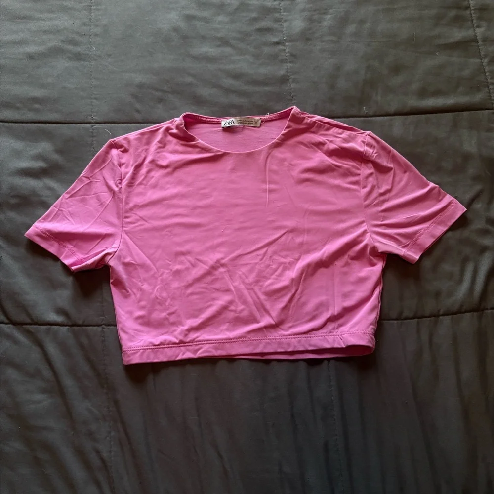 Zara Vibrant Pink Crop Top - Picture 1 of 3